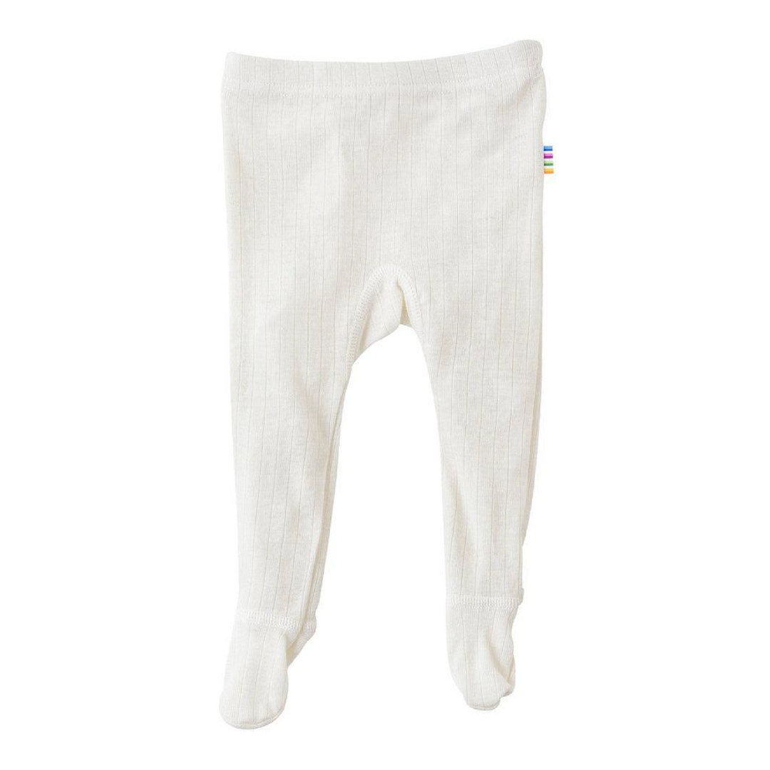 Joha Footed Baby Pants Wool & Silk Pointelle White - La Gentile Store