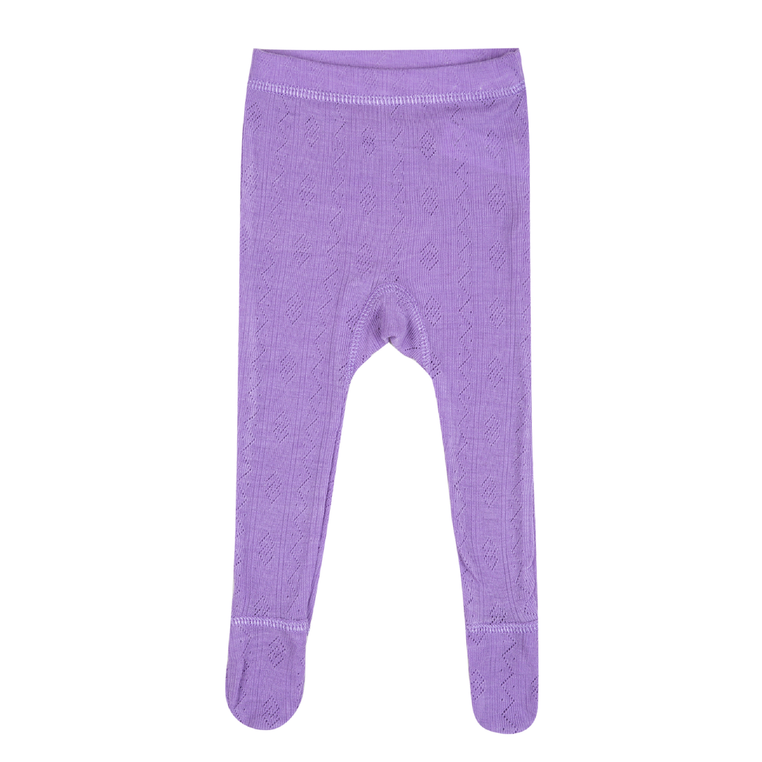 Joha Footed Baby Pants Wool & Silk Purple Pointelle - La Gentile Store