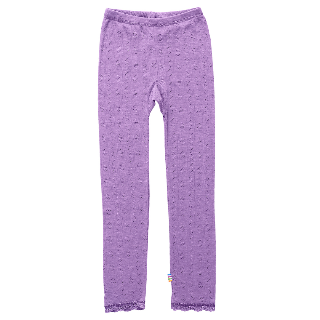 Joha Leggings Wool & Silk Purple Pointelle - La Gentile Store