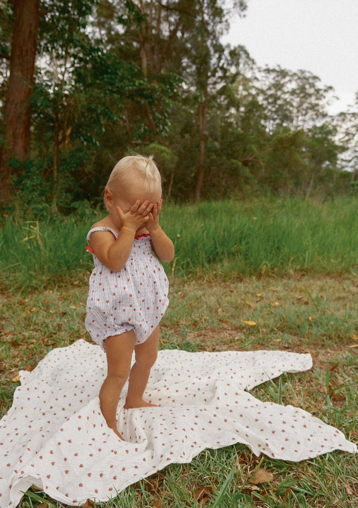 Juni Lottie Romper Strawberry Check - La Gentile Store