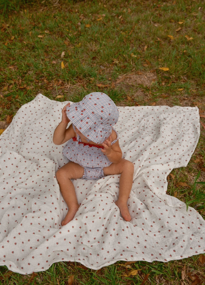 Juni Lottie Romper Strawberry Check - La Gentile Store
