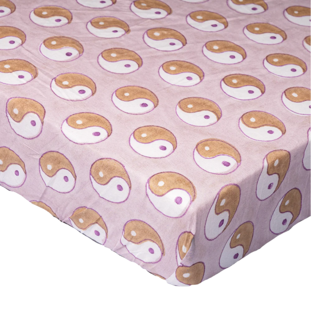 Cotton Fitted Sheet Yin Yang Lavender 60 x 120