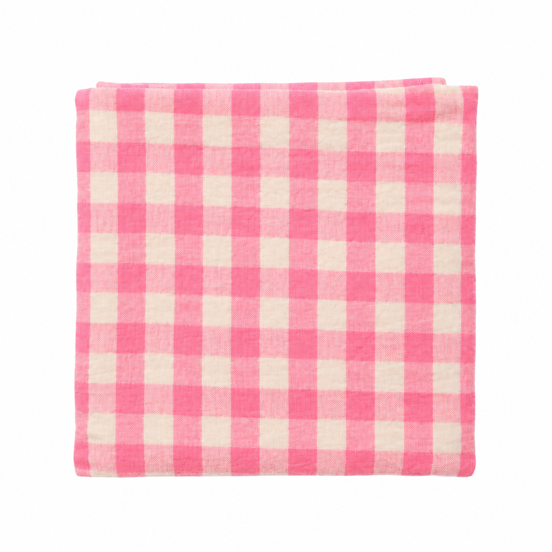 Pink Gingham Muslin Swaddle