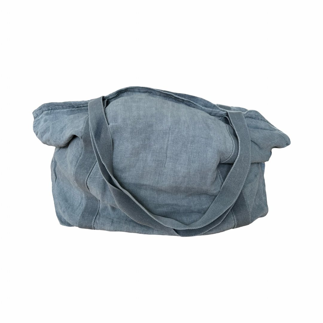 Linen Beach Bag Faded Blue - La Gentile Store