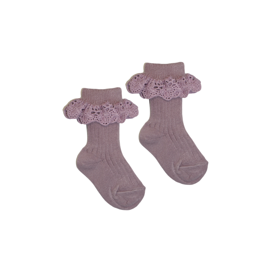 Lisa Baby Socks with Lace - Lilac Shadow - La Gentile Store