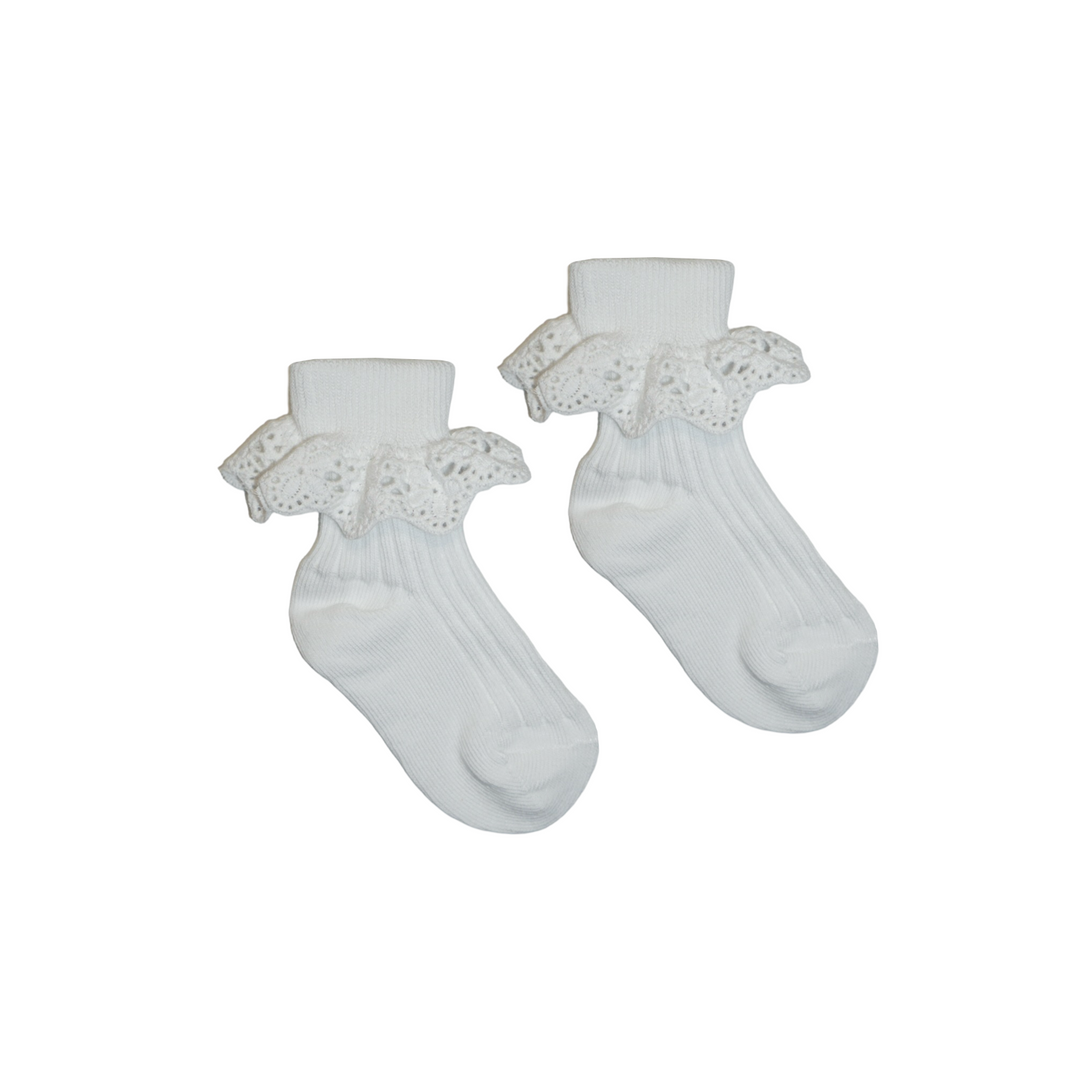 Lisa Baby Socks with Lace - White - La Gentile Store