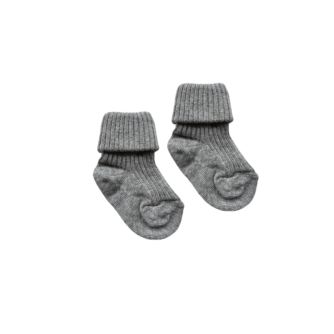 Baby Socks Rib Cotton Light Grey Melange