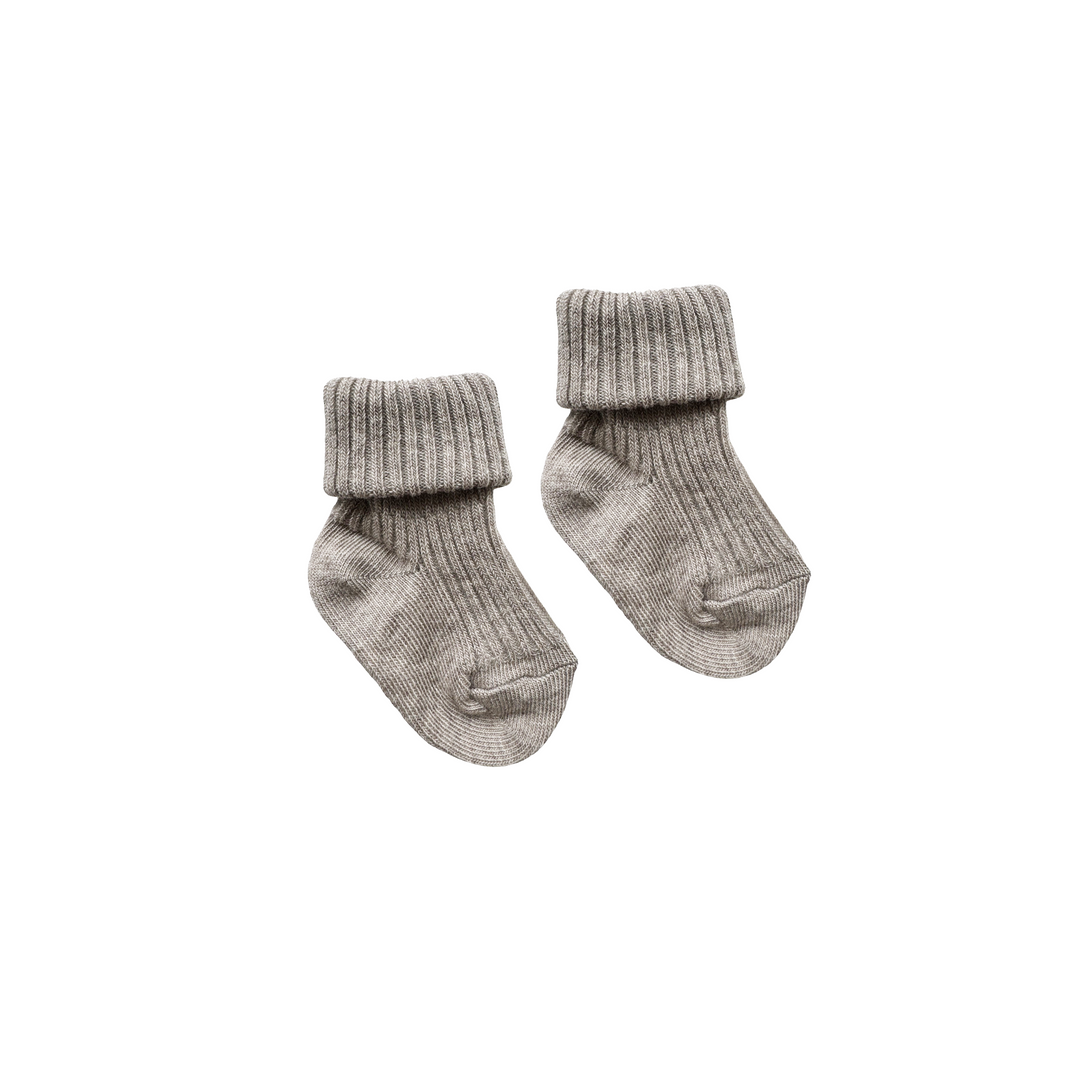 Baby Socks Rib Cotton Light Brown Melange