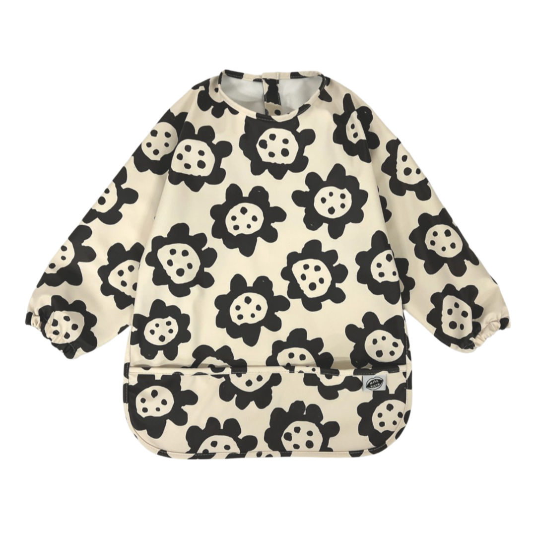 Milk Teeth Long-sleeve Bib Black Sunflowers - La Gentile Store