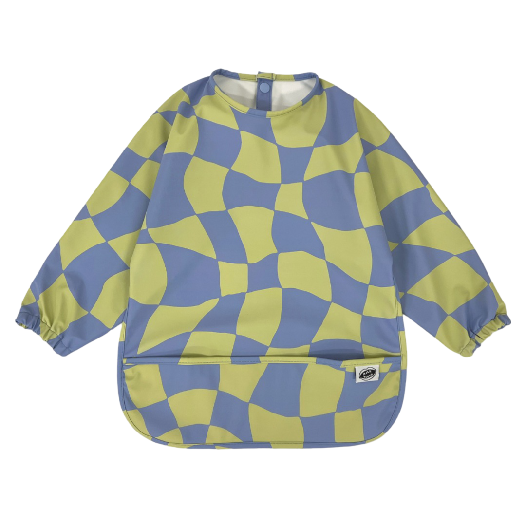 Milk Teeth Long-sleeve Bib Green Checkers - La Gentile Store