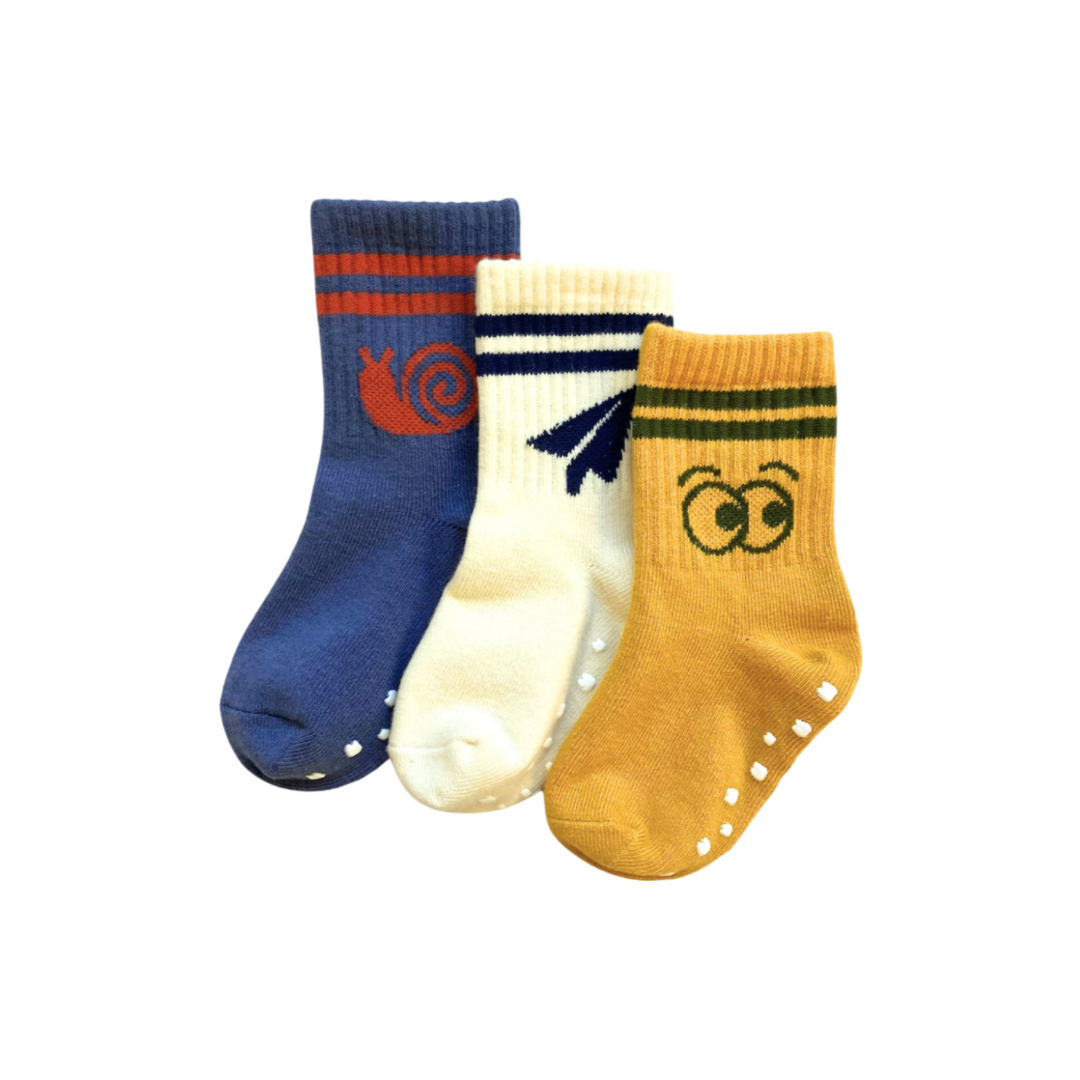 Milk Teeth Ribbed Grip Socks 3 Pack - La Gentile Store