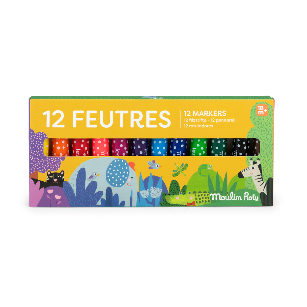 Moulin Roty Large Felt-tip Pens – 12 Colors