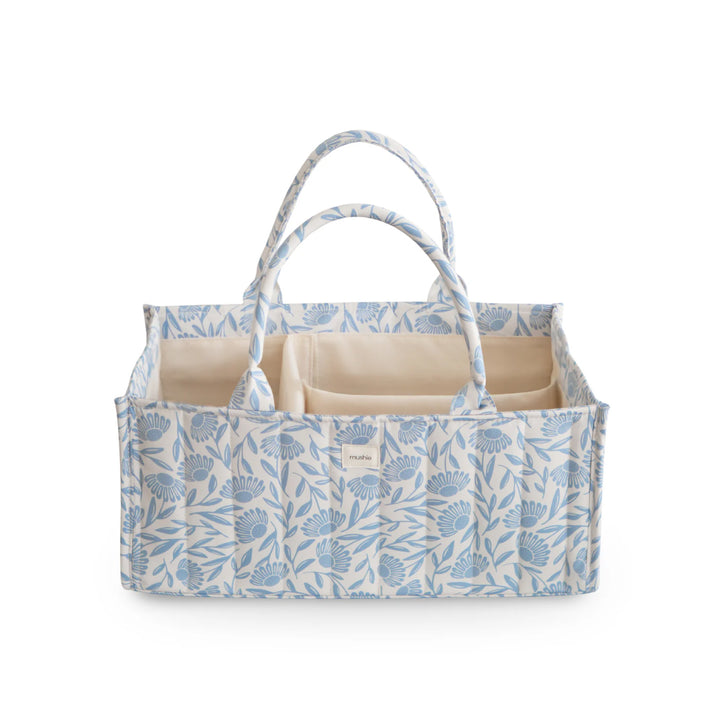 Mushie Diaper Caddy Blue Flowers