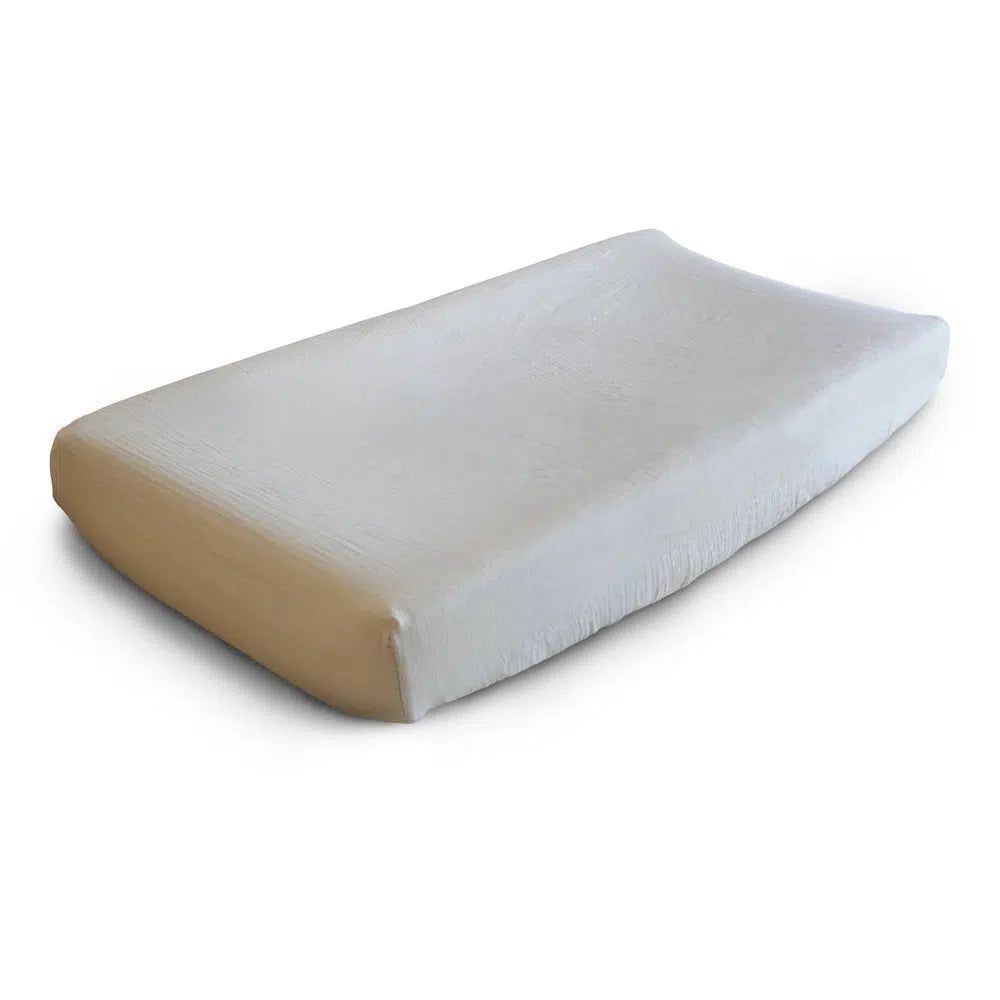 Mushie Muslin Changing Pad Cover Fog - La Gentile Store