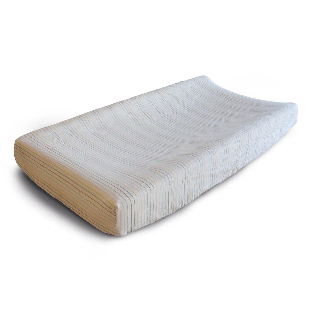 Mushie Muslin Changing Pad Cover Retro Stripes - La Gentile Store
