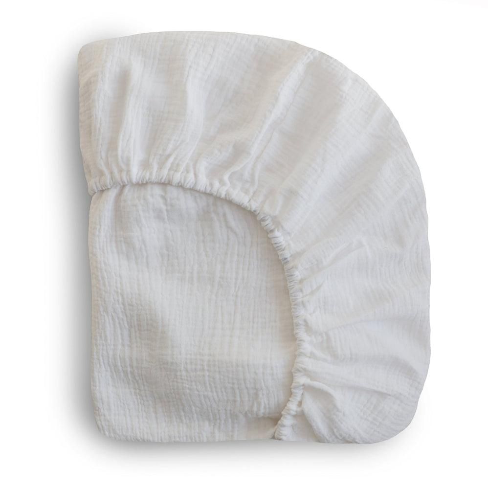 Mushie Muslin Fitted Sheet White - La Gentile Store