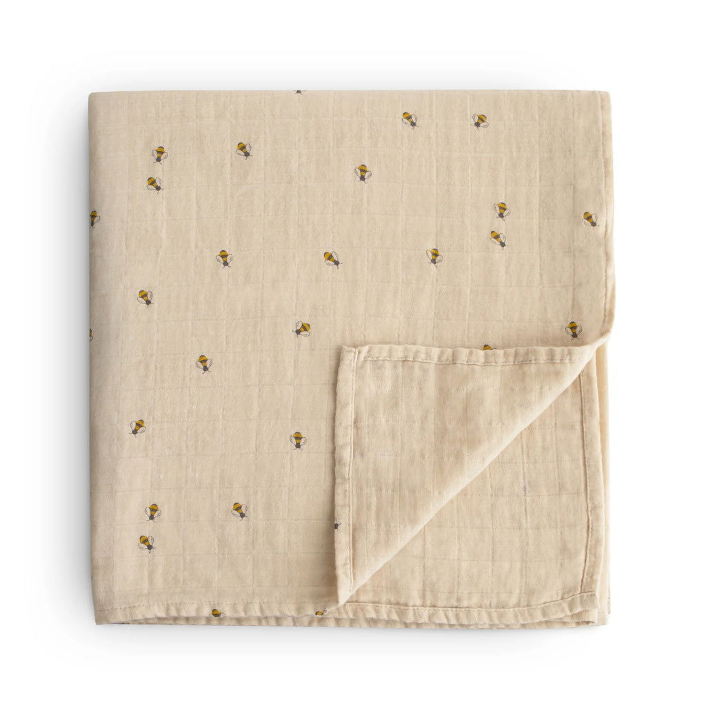 Mushie Muslin Swaddle Bees - La Gentile Store