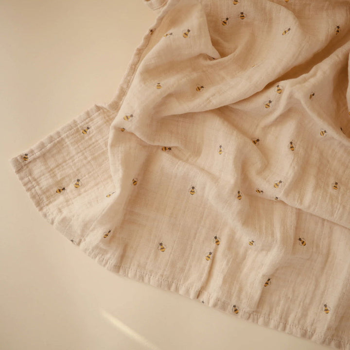 Mushie Muslin Swaddle Bees - La Gentile Store
