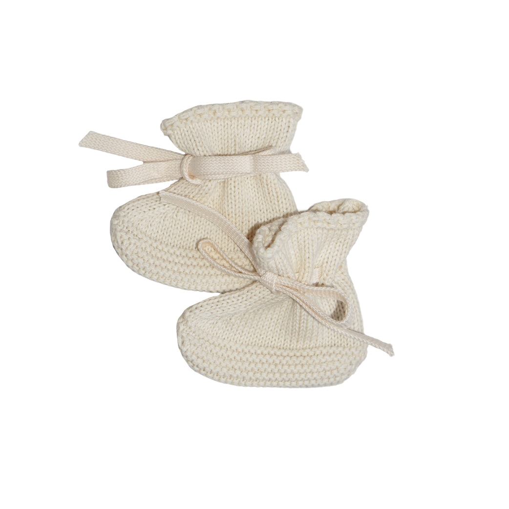 Pequeno Tocon Knitted Newborn Booties Natural