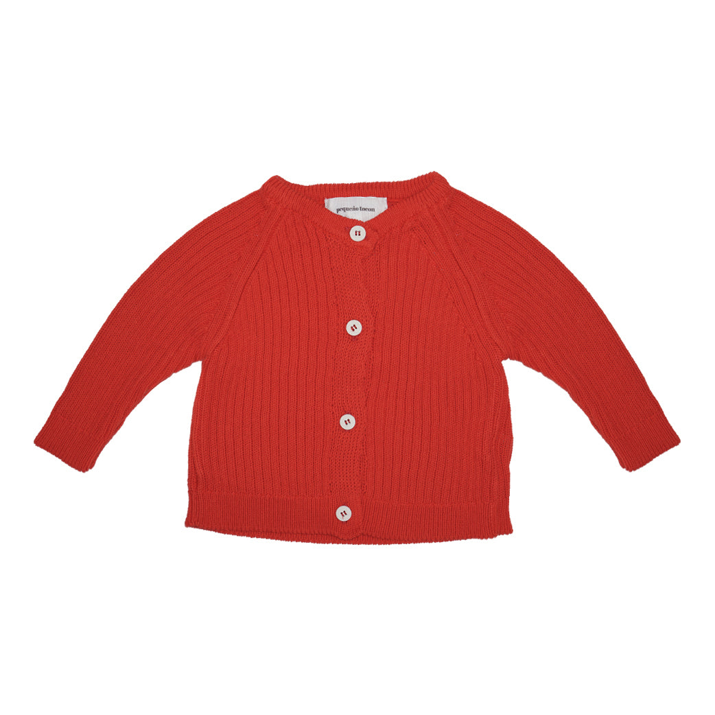 Pequeno Tocon Rib Knit Cardigan Red