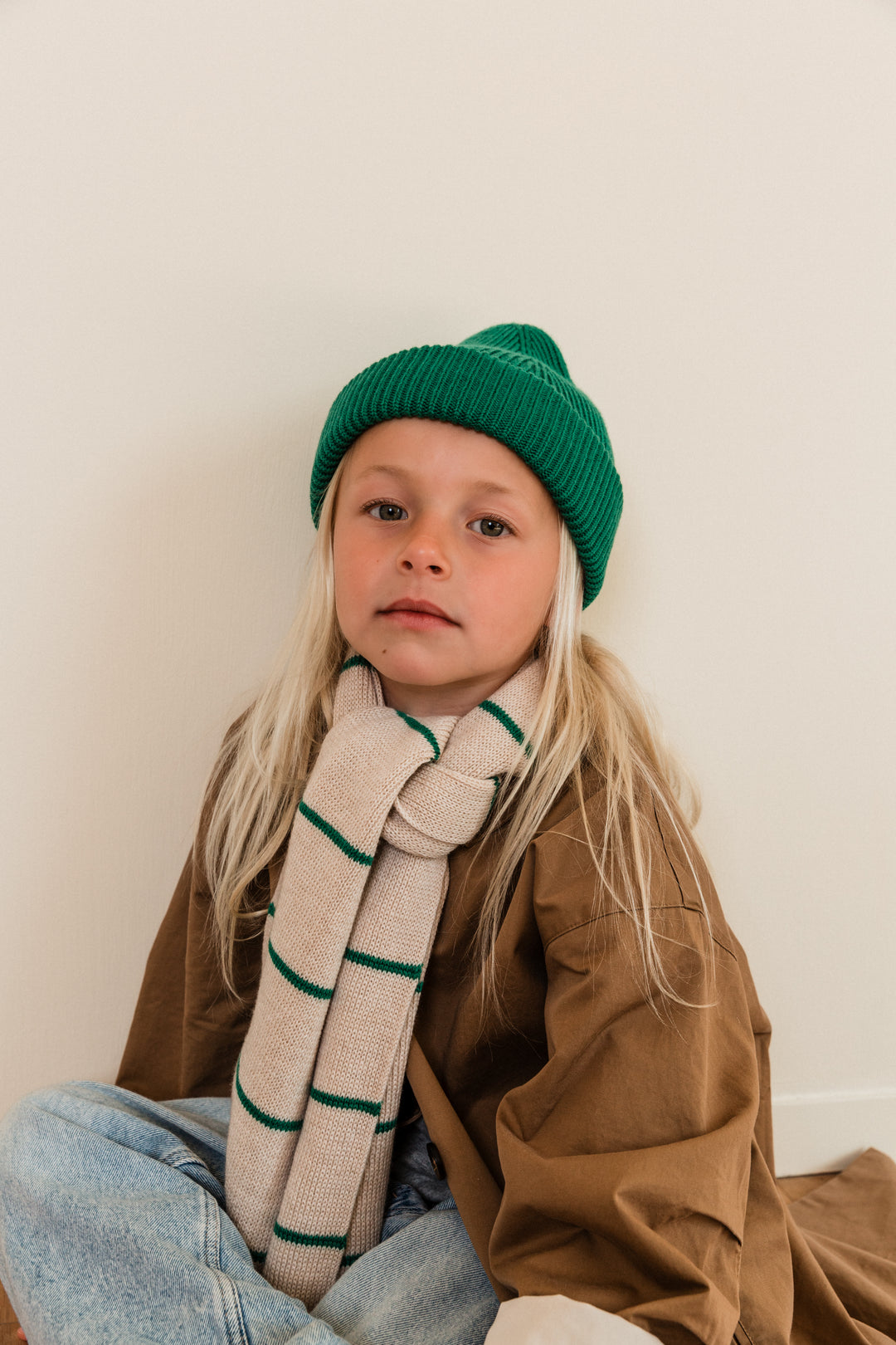 Hvid Igor Scarf Cream Grass Stripe