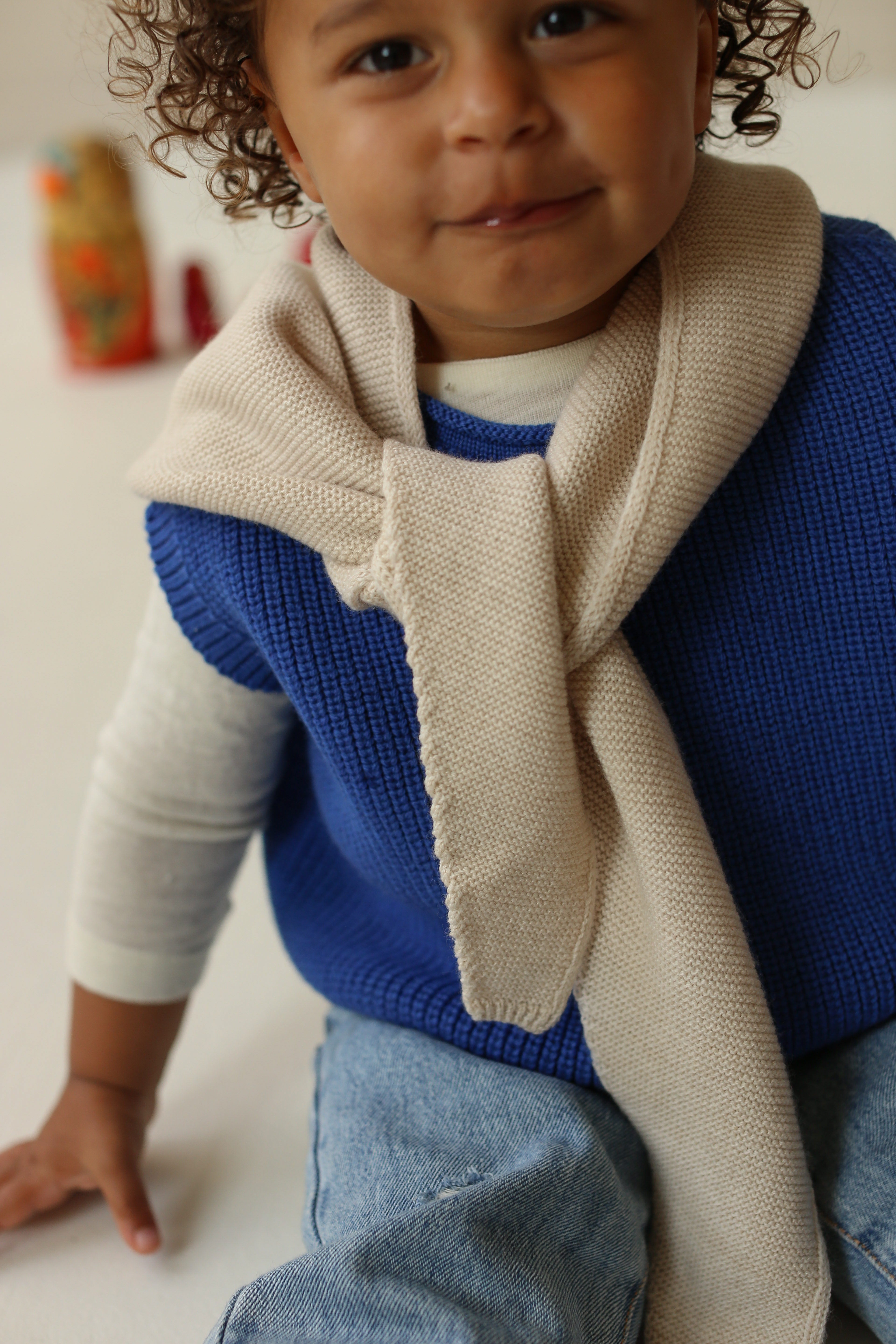 Hvid Cream Triangle Scarf Josephina - Wool Triangle Scarf Hvid