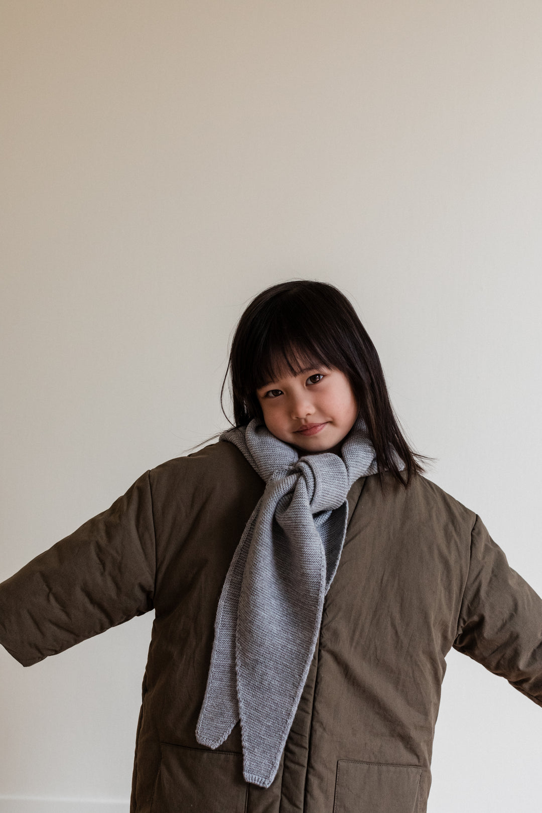 Hvid Triangle Scarf Josephina Grey Melange