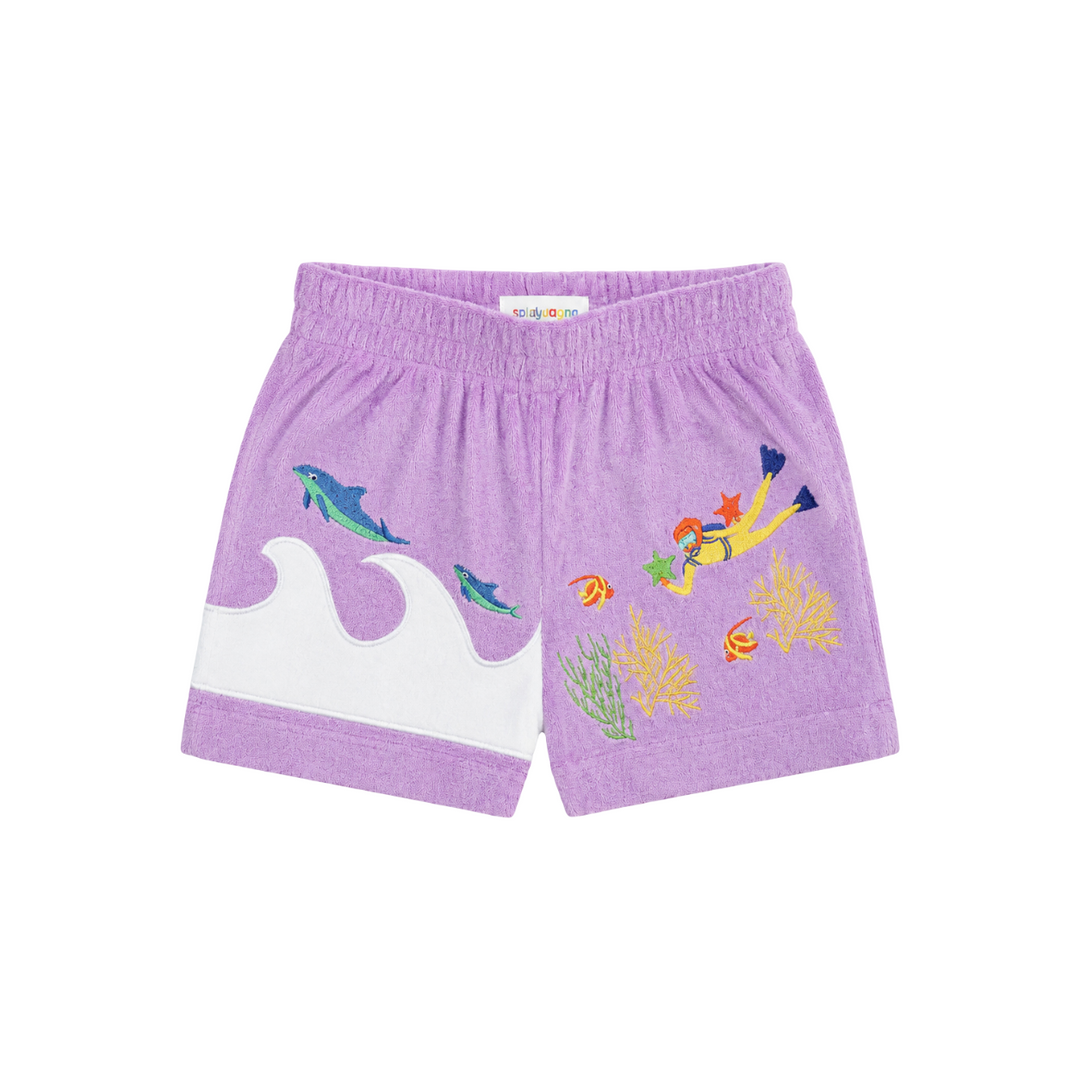 Spicy Dugong Terry Wave Shorts Lilac