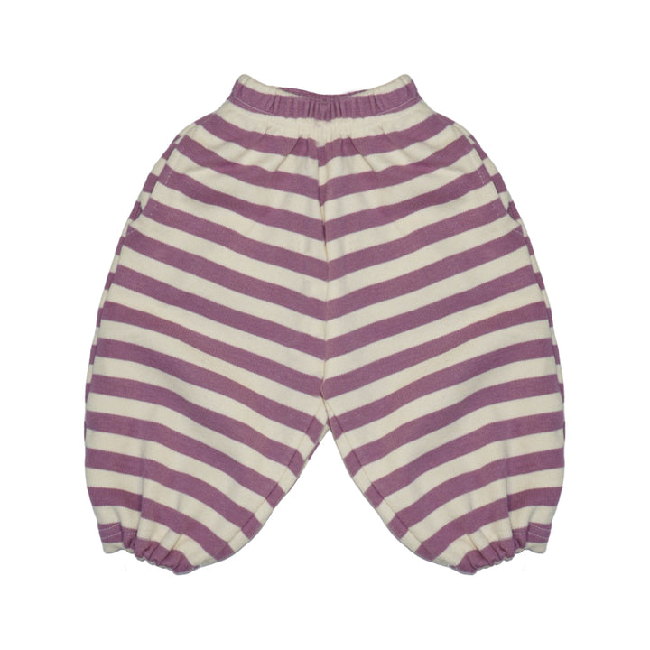 Striped Drawstring Sweatpants Purple - Cream