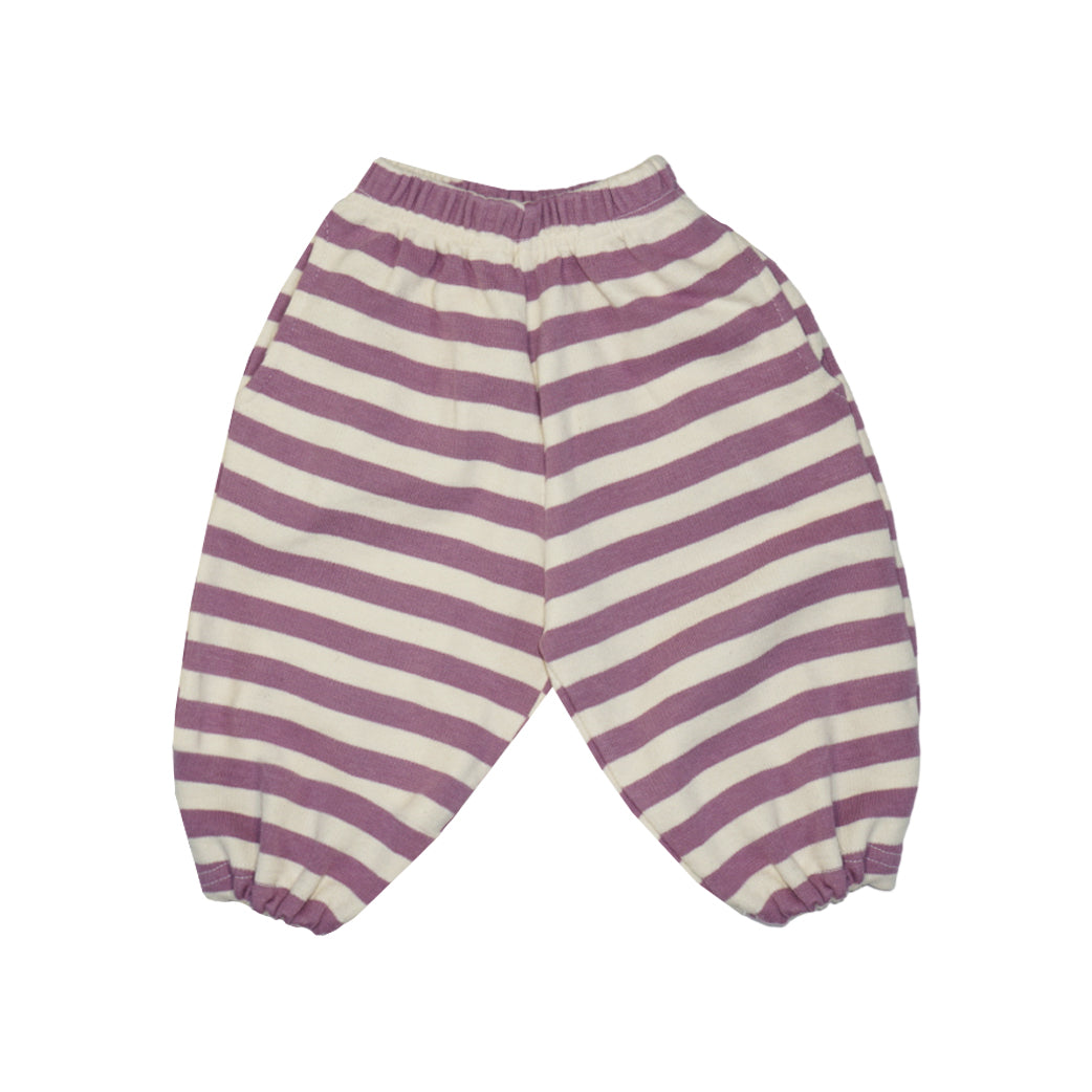 Striped Drawstring Sweatpants Purple - Cream