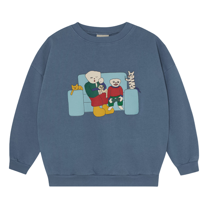 The Campamento Family on the Couch Blue Kids Sweatshirt