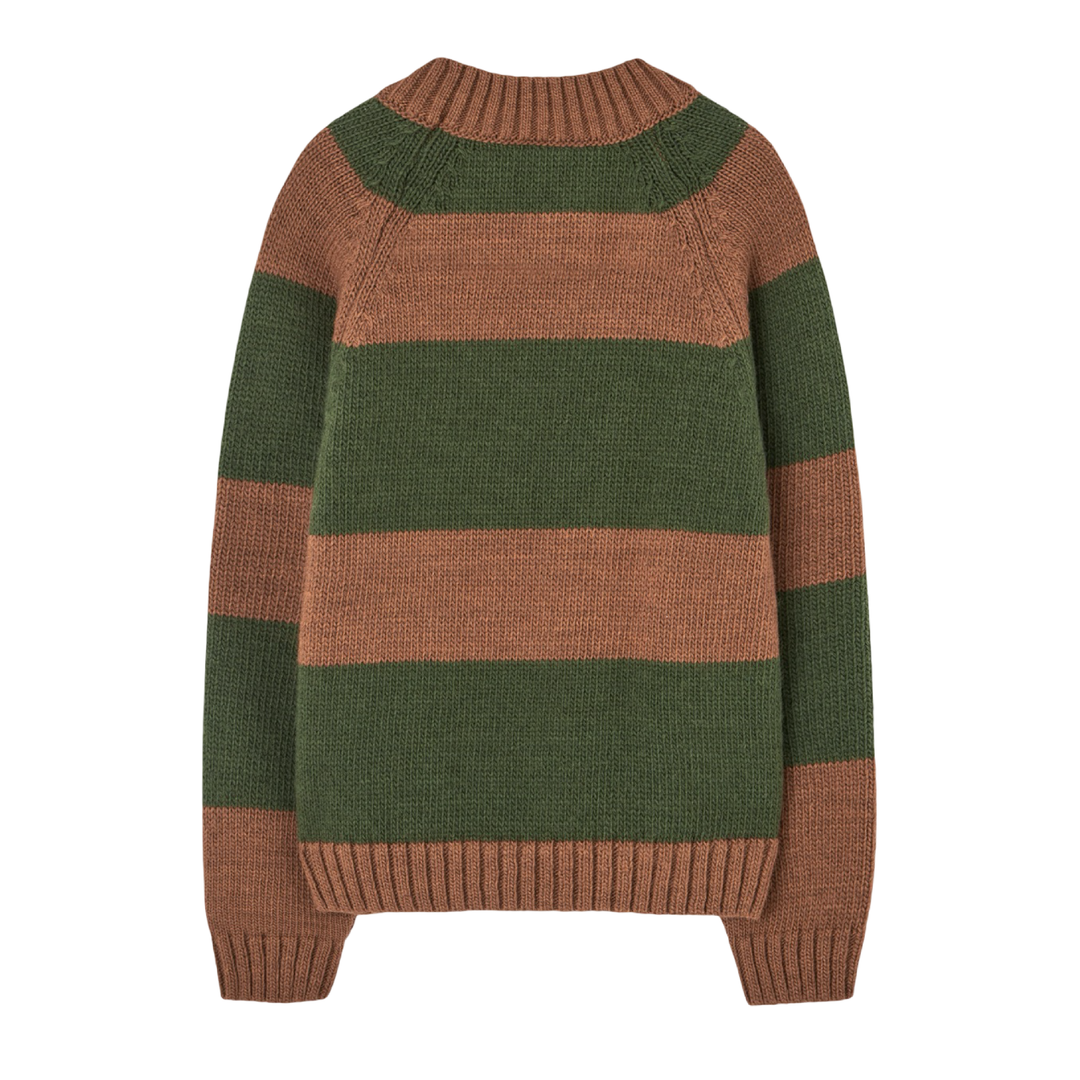 The Animals Observatory Boxfish Wool Kids Sweater Green Stripe