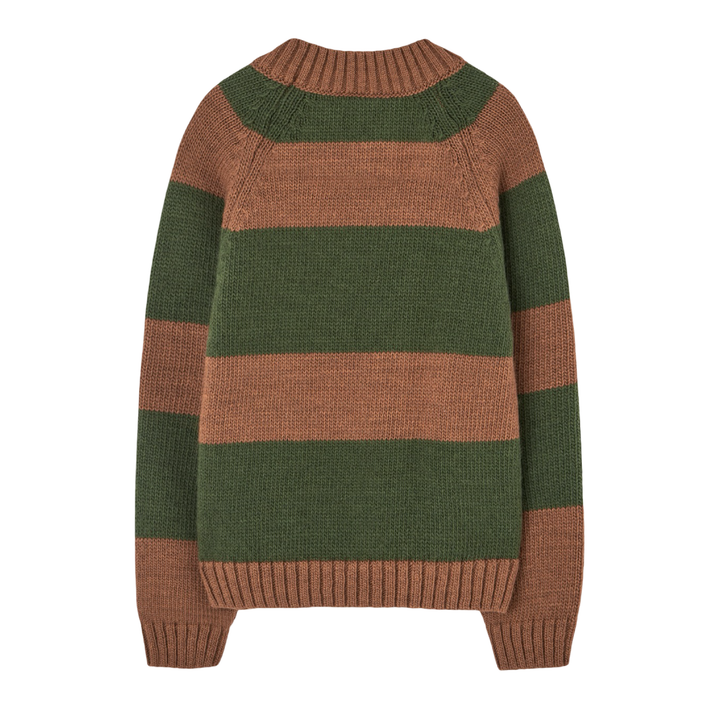 The Animals Observatory Boxfish Wool Kids Sweater Green Stripe
