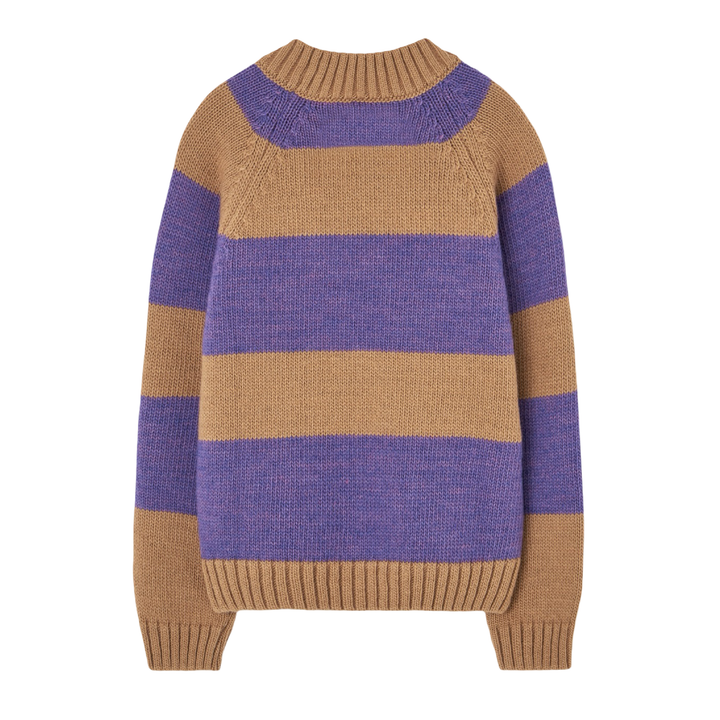 The Animals Observatory Boxfish Wool Kids Sweater Purple Stripe