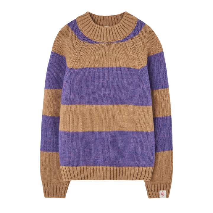 The Animals Observatory Boxfish Wool Kids Sweater Purple Stripe