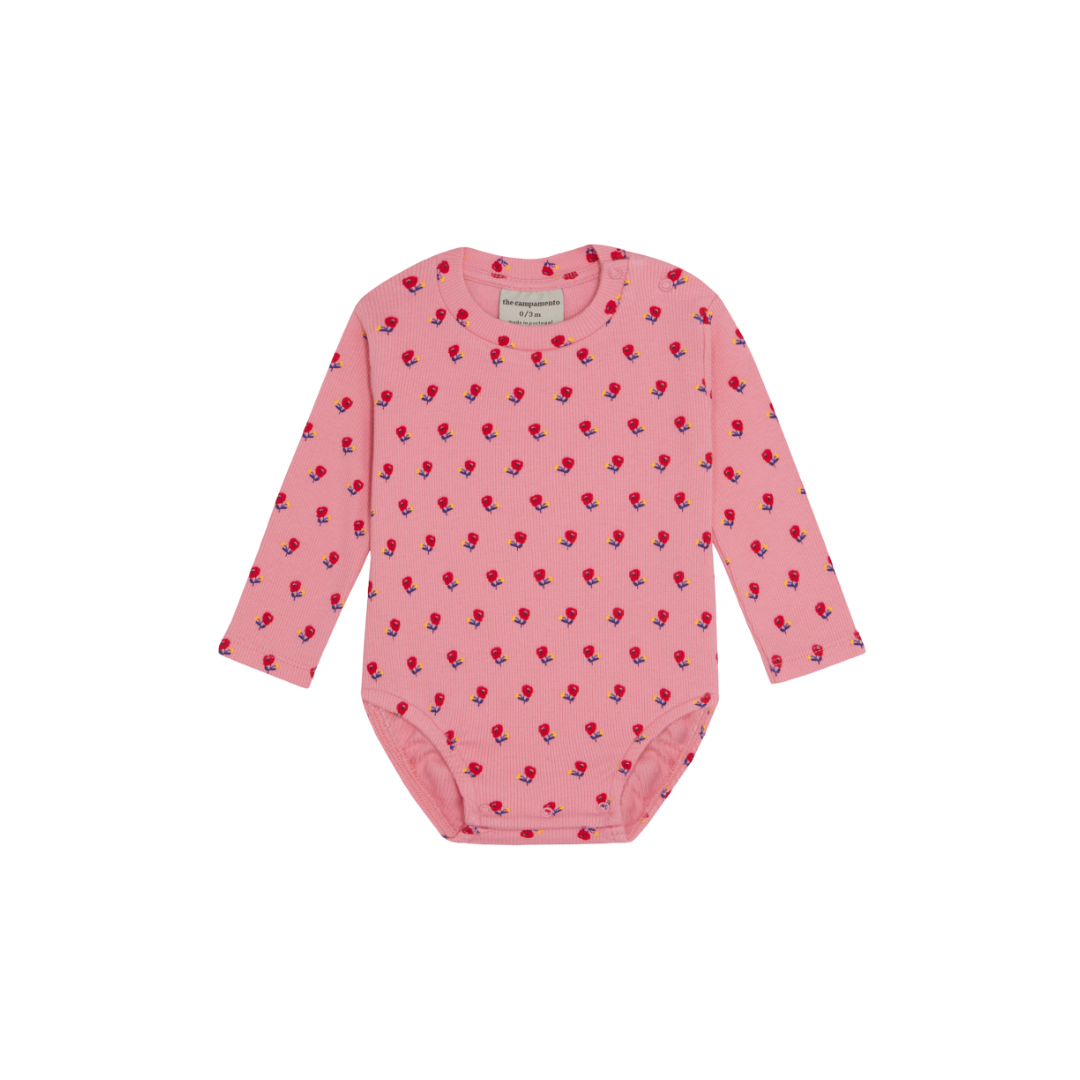 The Campamento Pink Flowers Baby Romper