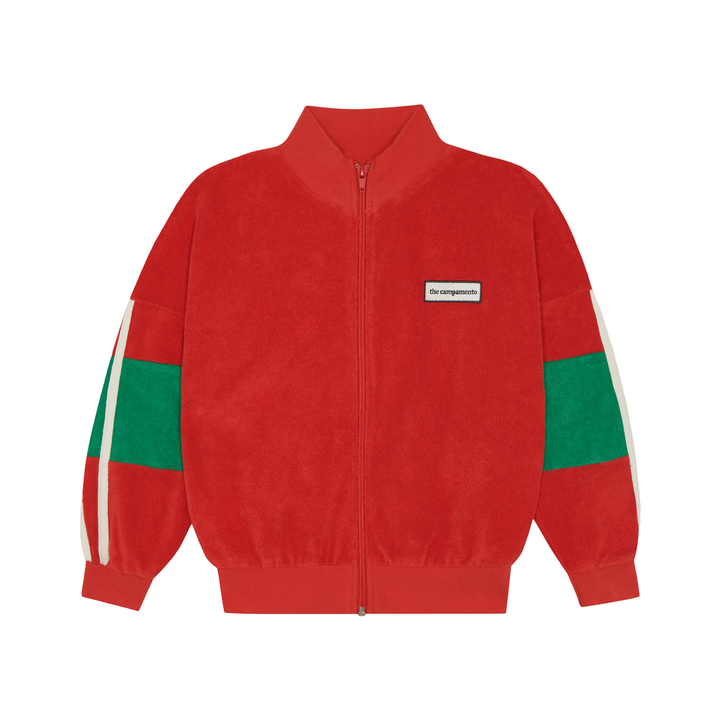 The Campamento Red Color Block Zipped Sweatshirt