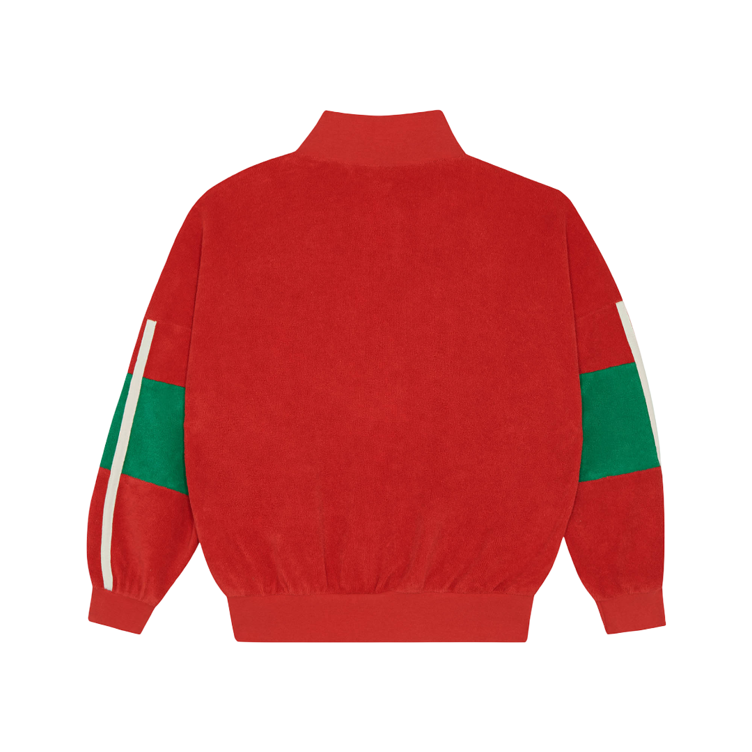 The Campamento Red Color Block Zipped Sweatshirt