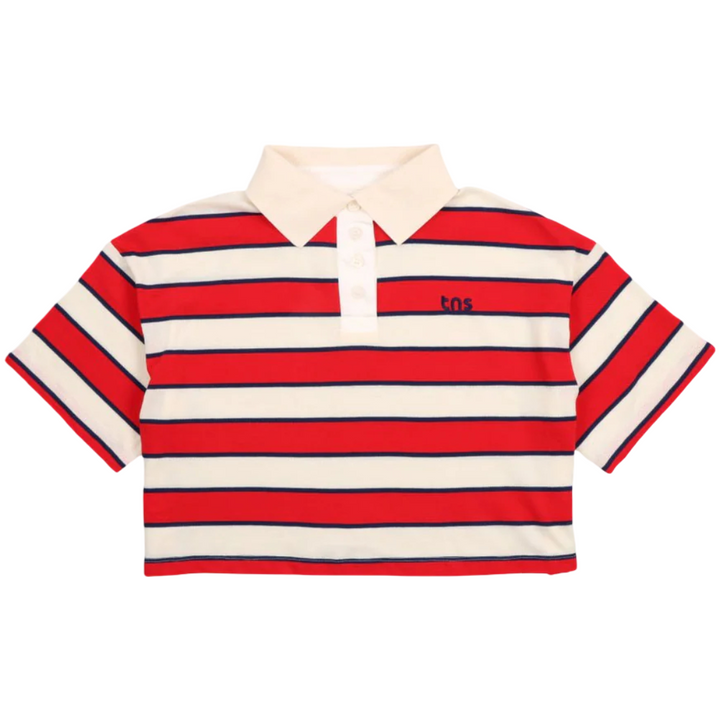 The New Society Acacia Teen Polo Tulip Red & Midnight Stripes