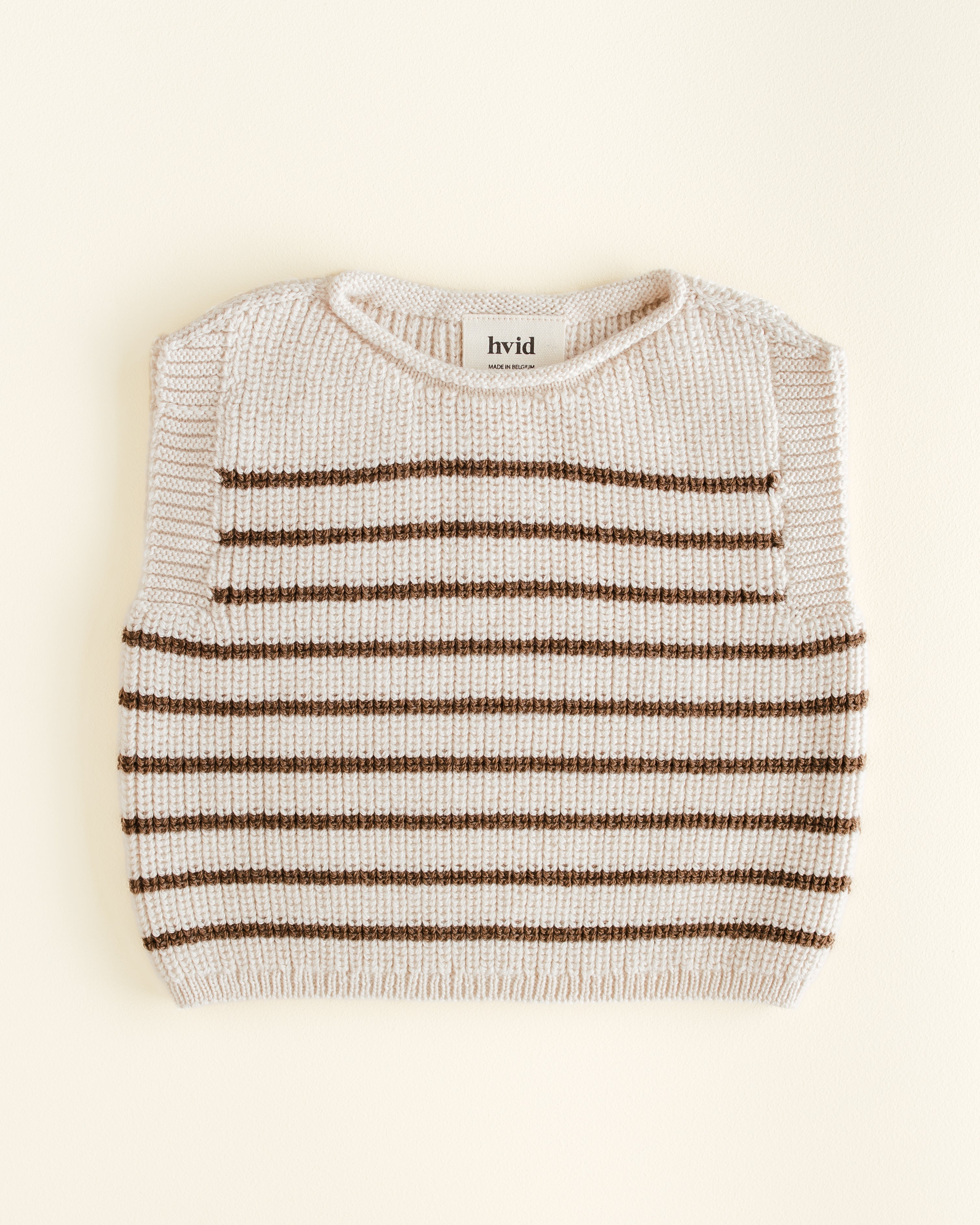 Hvid Harvey Vest Cream/Mocha - Wool Striped Baby Spencer Hvid – La