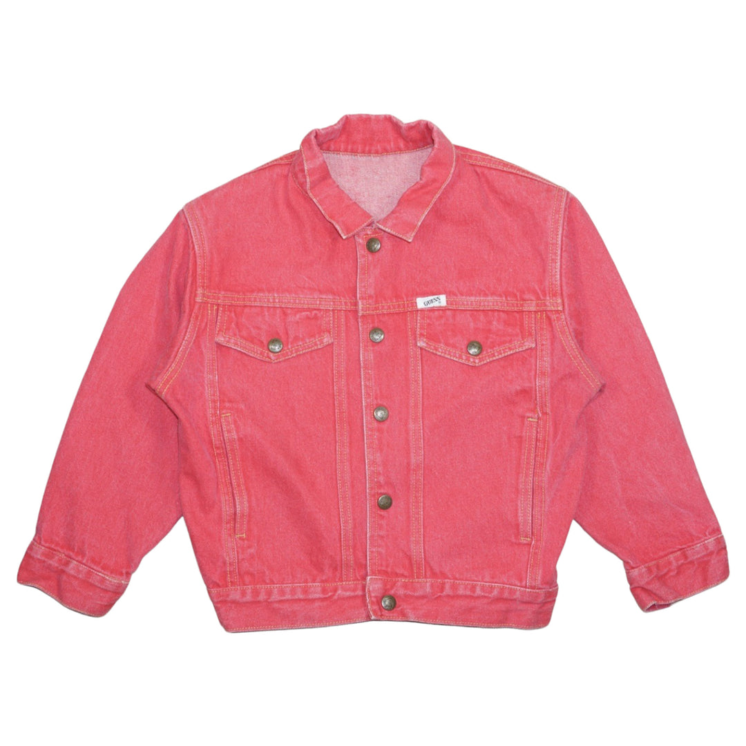 Vintage Guess Washed Red Denim Jacket 7T