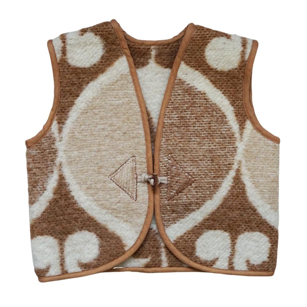Vintage Wool Vest Brown Beige - La Gentile Store