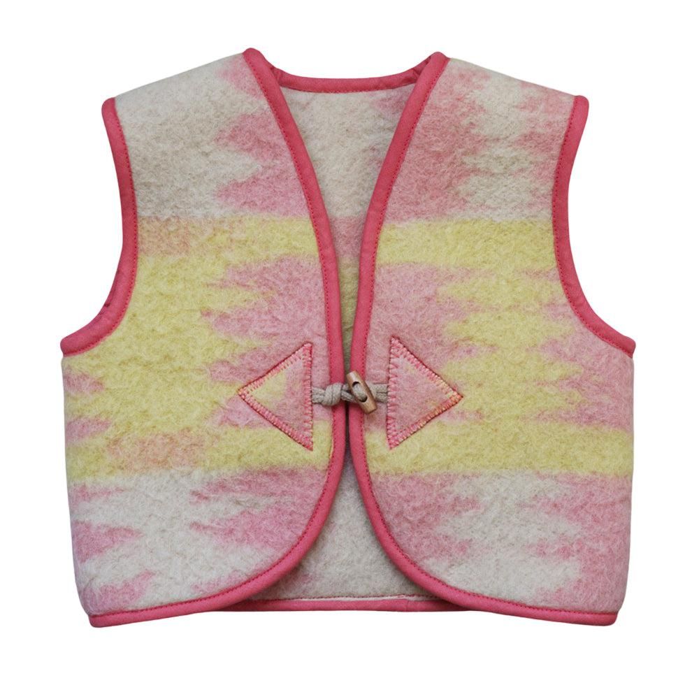 Vintage Wool Vest Pink Yellow - La Gentile Store