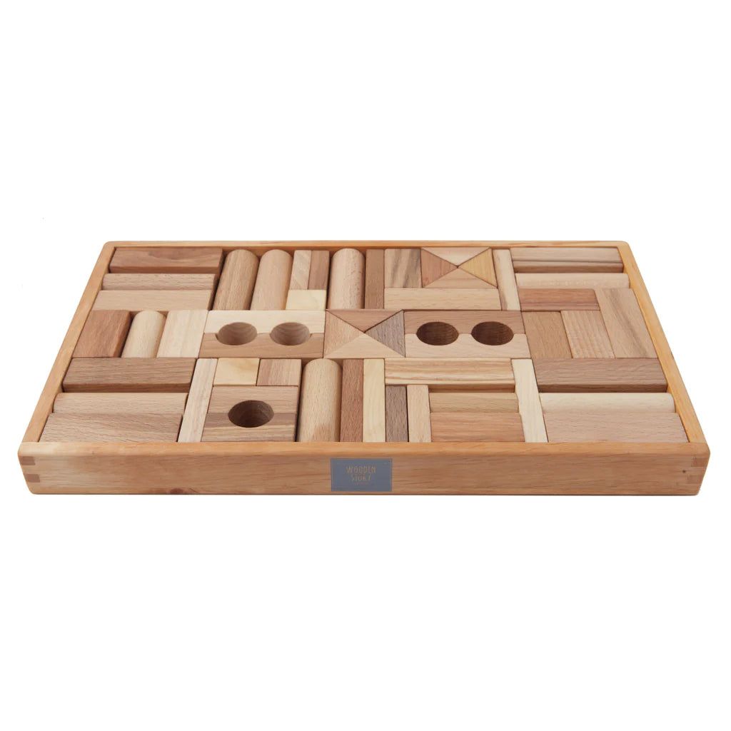 Wooden Blocks in Tray Natural - 54 pcs - La Gentile Store