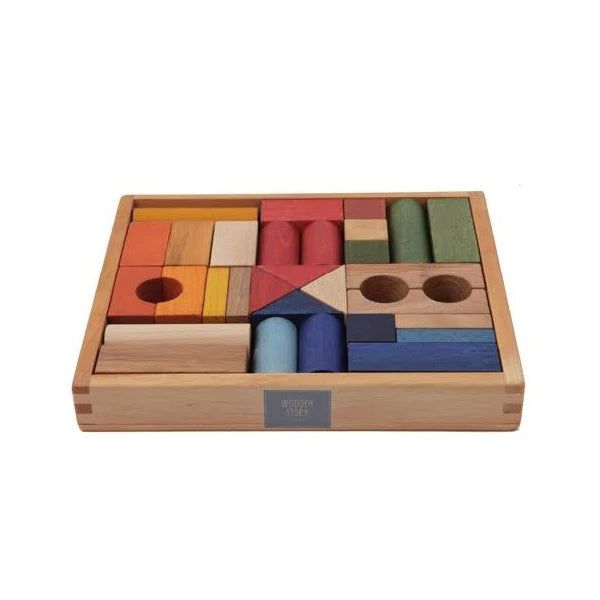 Wooden Blocks in Tray Rainbow - 30 pcs - La Gentile Store