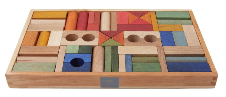 Wooden Blocks in Tray Rainbow - 54 pcs - La Gentile Store