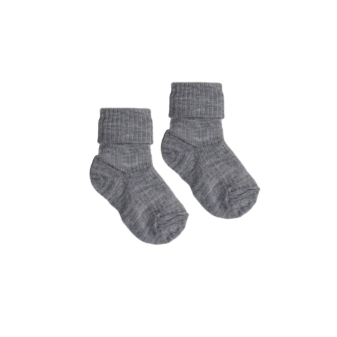 Wool Rib Baby Socks Grey Melange - La Gentile Store