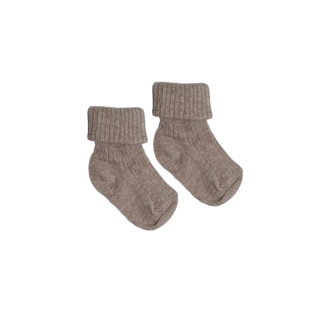 Wool Rib Baby Socks Light Brown Melange - La Gentile Store