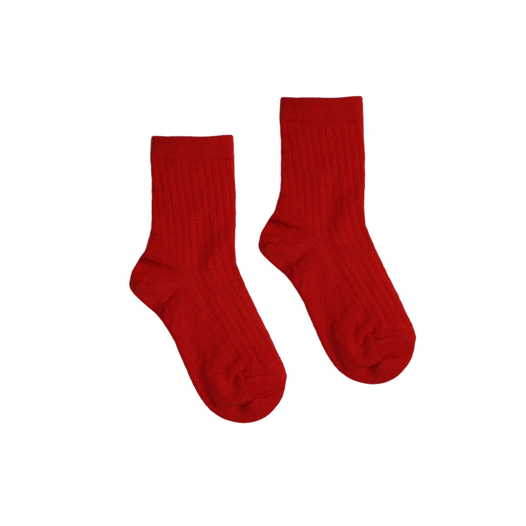 Wool Rib Kids Socks Tomato - La Gentile Store