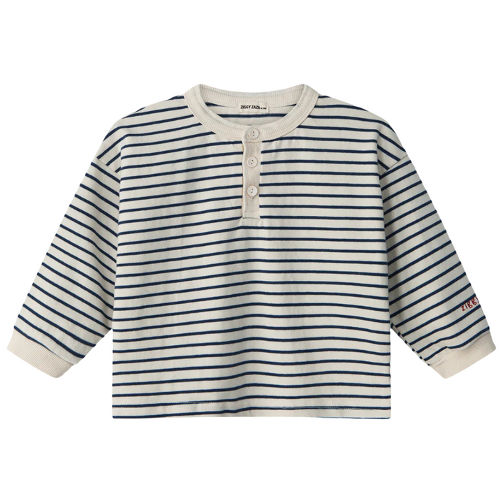 Ziggy Zaza Seaside Long Sleeve Henley Marine Stripe